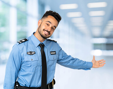 security guard showing entry to pass